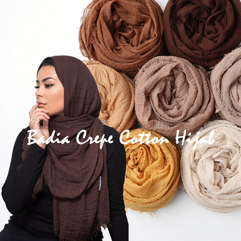 One piece women solid plain crepe hijabs scarves crinkle muslim shawls islam
