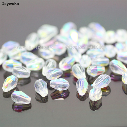 Isywaka 100pcs AB White Faceted Teardrop Beads Austria Crystal Beads charm Glass Beads Loose Spacer Bead for DIY Making, 3x5mm ► Photo 1/1