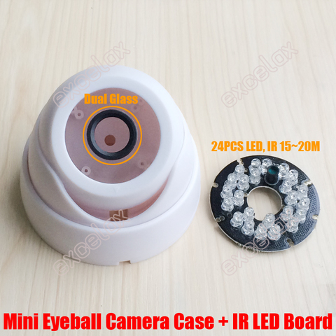 DIY PP Plastic Mini Eyeball Dome Camera Casing with 24PCS IR LED Board Fixed Lens Video Security Camera Case Indoor CCTV Housing ► Photo 1/6