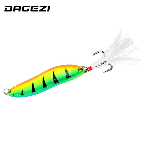 DAGEZI Metal Spoon Lure 5g/9g/13g/18g/21g 1pcs Saltwater Fishing Lure With Feather Laser Body Sinking Bait For Carp Fishing Bait ► Photo 1/5