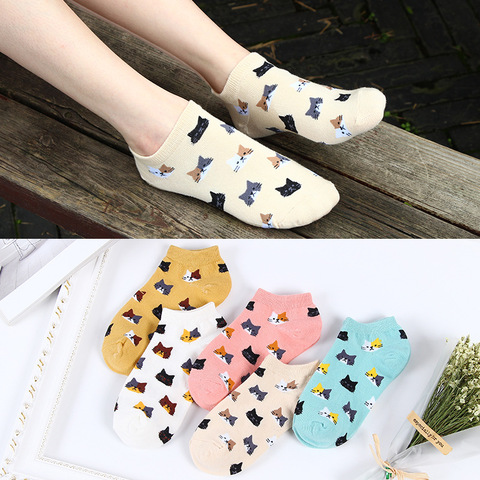 women cotton socks Fashion Female Short Kitten Colorful Tube Art Casual Cute Cat Socks For Girls ► Photo 1/6