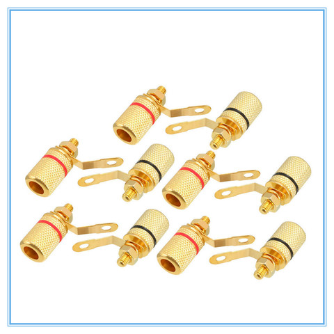 10pcs Gold Plated Audio Connector Binding Post Amplifier Speaker Cable Terminal Banana Plug Jack for 4mm Diameter Banana Plugs ► Photo 1/3