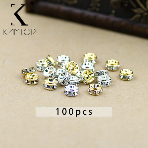 new 100pcs Gold Crystal Rhinestone Rondelle Spacer Beads DIY 4mm 5mm 6mm 8mm 10mm ► Photo 1/6