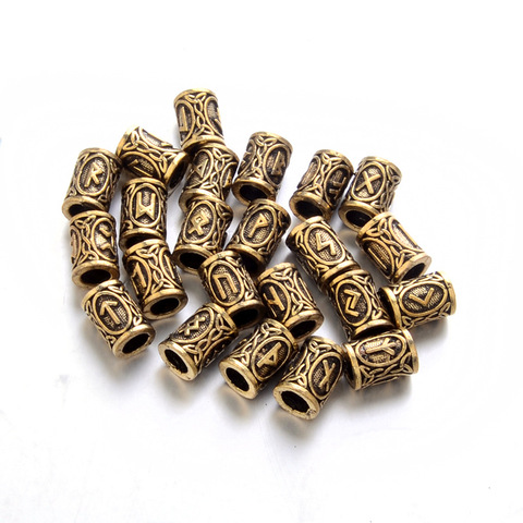24 Style Full Set Viking Runes Charms Tube Beads Findings for Bracelets Pendant Necklace for Beard or Hair Jewelry Making Z906 ► Photo 1/5