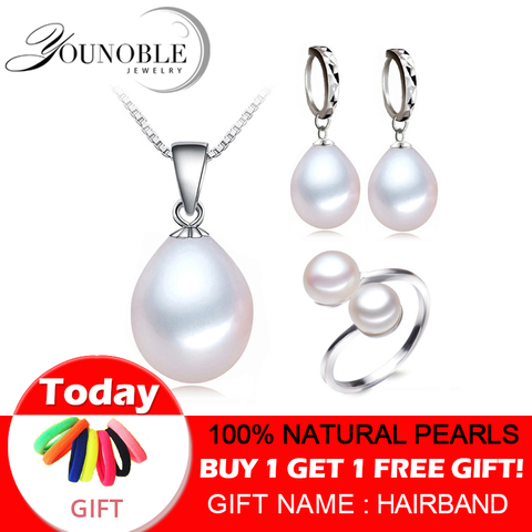 Real freshwater pearl jewelry set women,natural pearl sets 925 sterling silver jewelry girl birthday engagement gift top quality ► Photo 1/5