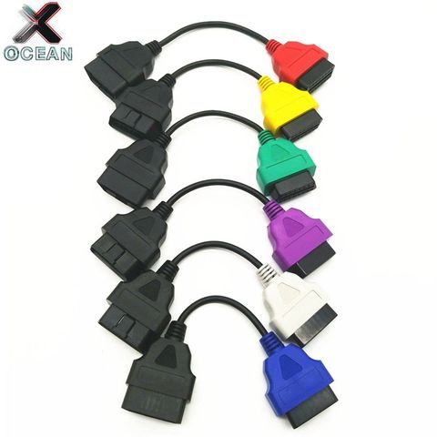 High quality 6pcs/Lot OBD2 Connector Diagnostic Adapter Cable for FIAT ECU Scan & Multiecuscan Adaptor for Fiat 6 colors Cables ► Photo 1/6