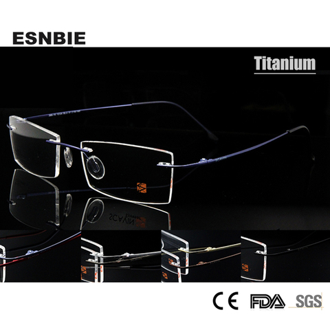 ESNBIE Prescription Optical Frame Men Women Unisex Lightweight Memory Flexible Rimless Titanium Eyeglass Frames for Men ► Photo 1/1