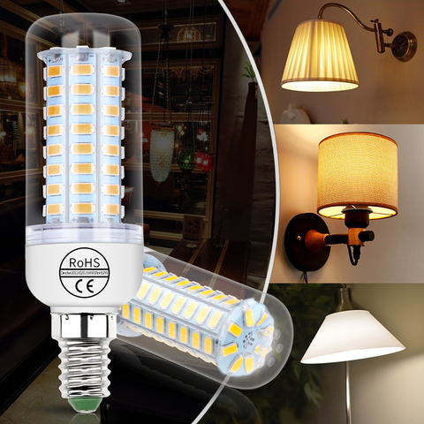 E27 220V Led Corn Lamp E14 LED Energy Saving Candle Bulbs 24 36 48 56 69 72leds SMD 5730 lampara led AC 240V For Ceiling Lights ► Photo 1/6