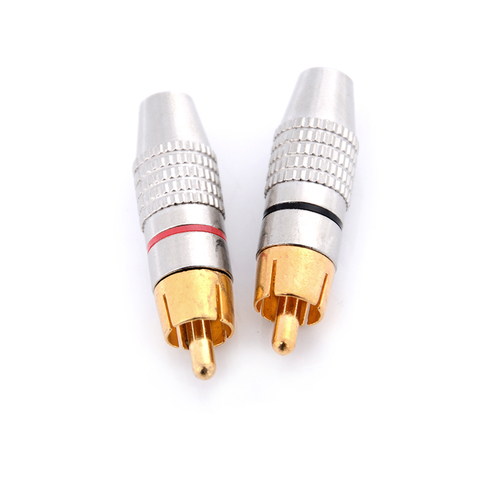 2Pcs/set Gold RCA Plug Solder Audio Video Adapter Connector Male to Male Convertor Wholesale ► Photo 1/6