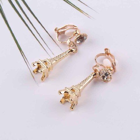 High Quality Eiffel Tower shape Clip on Earrings Without Piercing for Girls Party Needn't Ear Hole for Girls Party Jewelry ► Photo 1/5