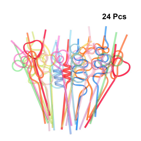 24pcs Reusable Drinking Straws Plastic Wedding Party Supplies Crazy Loop PET 5mm Disposable Decorative Twist Straws Bar Home ► Photo 1/6