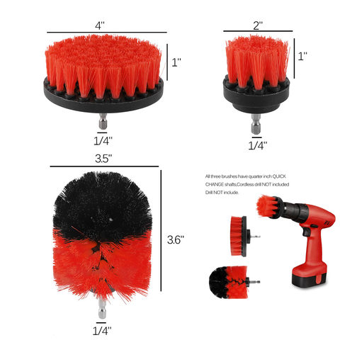 3pcs Drill Brush Set, Power Scrubber Wash Cleaning Brushes Tool