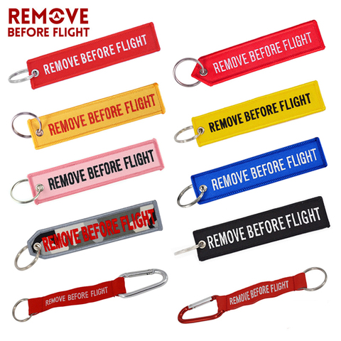 Remove Before Flight Key Chain Chaveiro Red Embroidery Keychain Ring for Aviation Gifts OEM Key Ring Jewelry Luggage Tag Key Fob ► Photo 1/6