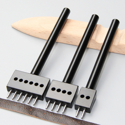1pcs Round Stitching Punch Tool Leather Punching Tool 2/4/6/Hole Cutter DIY Handmade craft 4/5/6/mm Spacing black row punch ► Photo 1/6