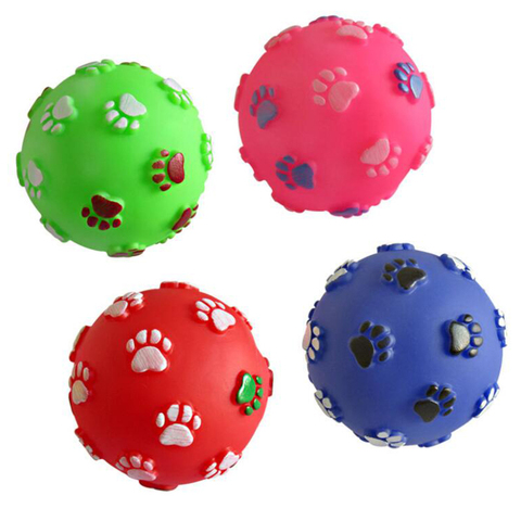 Funny Pet Dog Foot Print Ball Toy Colorful Sound Squeaky Toys for Dogs Cats Soft Rubber Chew Sound Interactive Ball Toys ► Photo 1/5