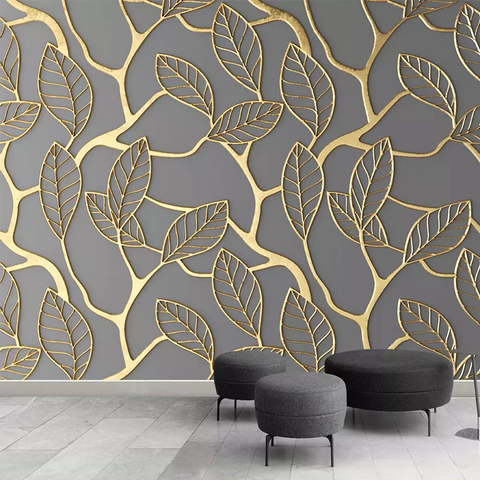 Custom Photo Wallpaper For Walls 3D Stereoscopic Golden Tree Leaves Living Room TV Background Wall Mural Creative Wall Paper 3D ► Photo 1/6