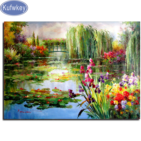 Claude Monet Colorful Water Lily Diamond painting,mosaic Diamond picture Full Square/round 5d diamond Embroidery sale,wall arts ► Photo 1/6