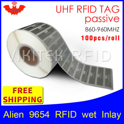 UHF RFID tag EPC 6C sticker Alien 9654 wet inlay 915mhz868mhz860-960MHZ Higgs3 100pcs free shipping adhesive passive RFID label ► Photo 1/6