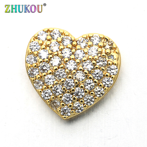 10*10mm Brass Cubic Zirconia Heart Charms Connectors, Heart, Mixed Color, Hole: 1mm, Model:VS225 ► Photo 1/5