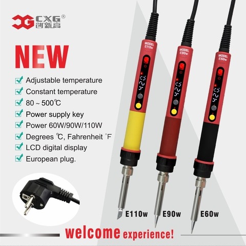 CXG E60WT E90WT E110W Electric Soldering iron LED Digital Adjustable Temperature Ceramics Heater 900M Iron tip 60W 90W 110W  ► Photo 1/1