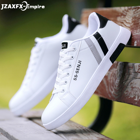 Men Flat Shoes Lace-up Comfortable White Shoes For Male Top