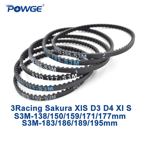 POWGE 3Racing Sakura D3 CS STD S3M Rear front Belt 138/150/159/171/177/183/186/189/195mm 1:10 RC Car Drift On Road XIS D4 XI S ► Photo 1/6