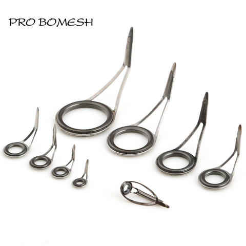 Pro Bomesh 16.9g 9pcs/Kit Spinning Fishing Rod Guide Set Kit SIC Ring Stainless Steel Guide DIY Fishing Guide Rod  Accessory ► Photo 1/4