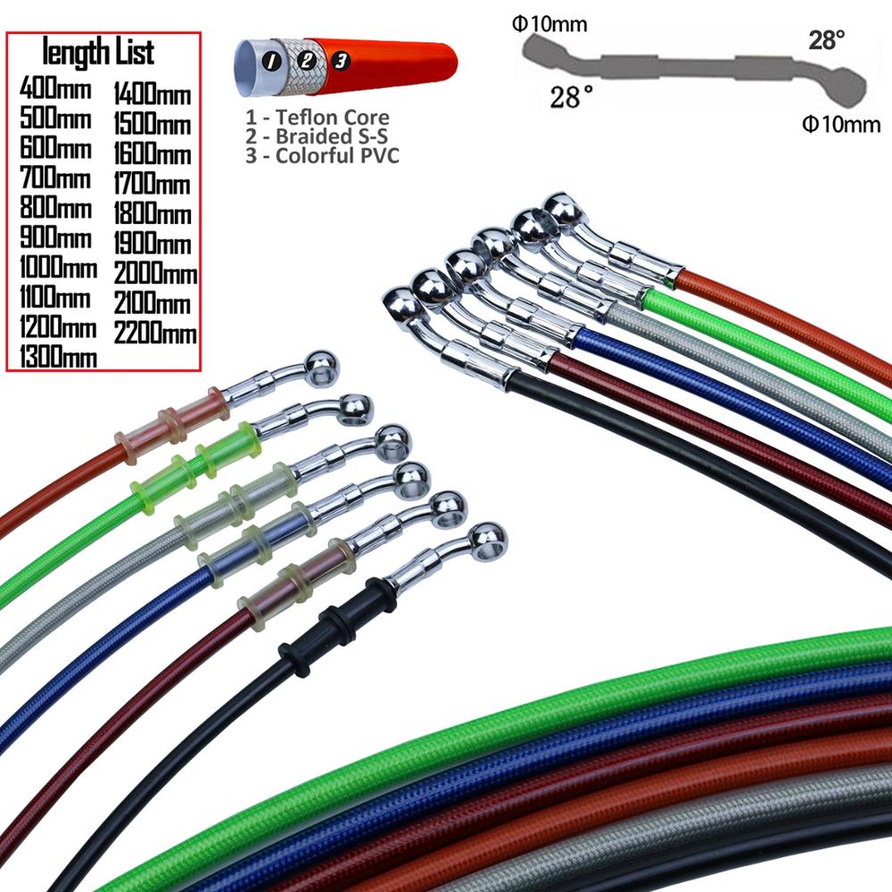 SYUU 900mm 90cm M10 Reinforced Hydraulic Brake Oil Hose Line Banjo Fitting Stainless Steel End Braided Cable For Motorcycle Pit Dirt Bike Enduro Motocross Street Bikes Sport Bikes 
