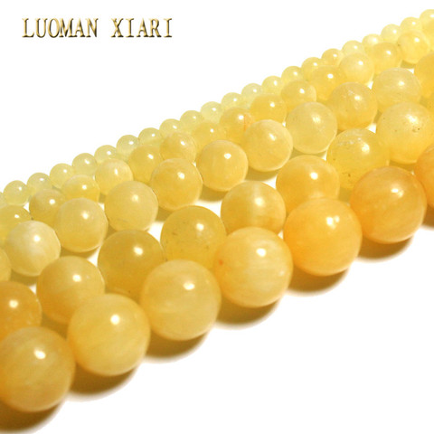 LUOMAN XIARI Round Natural Topaz Jade Stone Beads For Jewelry Making DIY Bracelet Necklace Material 4/ 6/8/10/12mm Strand 15'' ► Photo 1/6