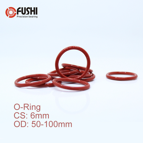 CS6mm Silicone O RING OD 50/55/60/65/70/75/80/85/90/95*6 mm 10PCS O-Ring VMQ Gasket seal Thickness 6mm ORing White Red Rubber ► Photo 1/3