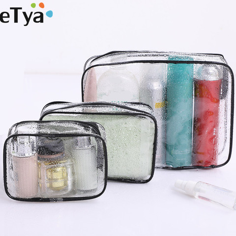 eTya Waterproof Clear Cosmetic Bag Women Travel Makeup Bag PVC Make Up Bath Toiletry Wash Beauty Organizer Pouch Case ► Photo 1/6