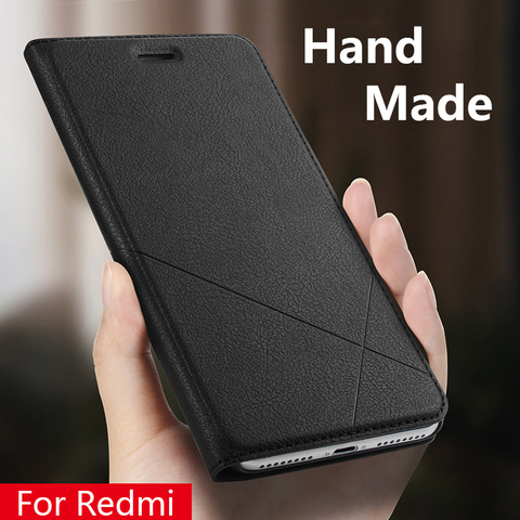 Hand Made For Xiaomi Redmi note 8 7 6 5 4x 5a Redmi 5 Plus K20 7 6a 6 Pro Y1 3s 4 pro 4a 5a Leather Case PU Flip Cover Card Slot ► Photo 1/6