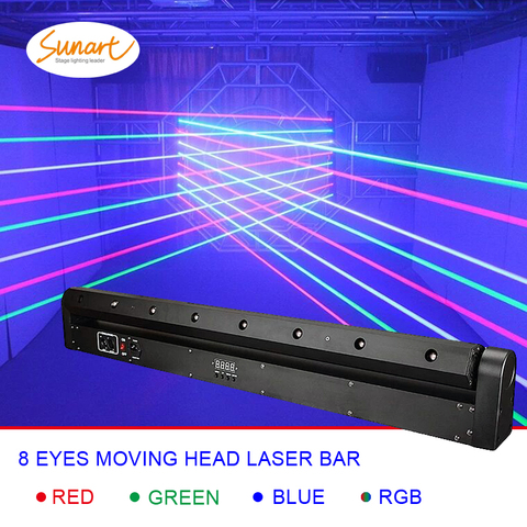 Free shipping 8 eyes RGB stage effect laser bar beam lighting for dj disco moving head projector wash spot dmx control light ► Photo 1/1