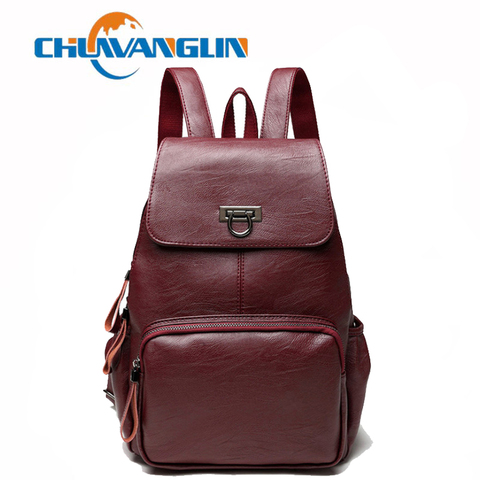 Chuwanglin fashion genuine Leather backpack women casual Urban female travel bags Wild school bags bolsa feminina S7120 ► Photo 1/6