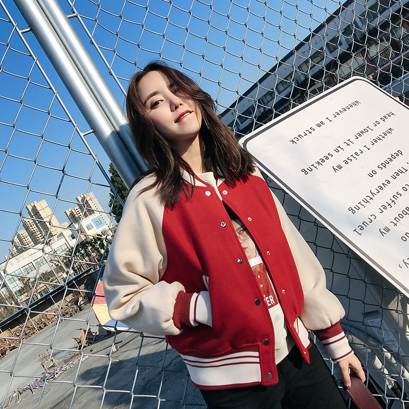 Spring and Autumn Baseball Uniform Women Ins Korean Casual Loose