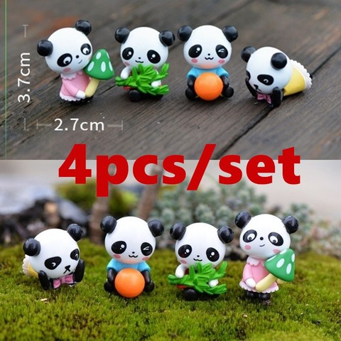 4pcs/lot Cute Mini Panda Animal Figurines Dollhouse Toys Miniatures/Terrarium Micro Fairy Garden DIY Accessories Ornaments ► Photo 1/6
