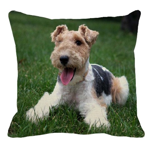 XUNYU Cute Wire Fox Terrier Pattern Linen Pillow Case Home Sofa Square Pillow Cover Dog Cushion Cover 45X45cm AC110 ► Photo 1/5