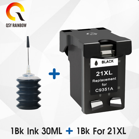 QSYRAINBOW remanufactured 21xl  ink cartridge For HP 21  for HP 21xL for hp f4180 cartridge DeskJet 3910 3915 ► Photo 1/2