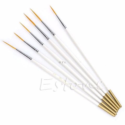 Hot 6Pcs/Set Nylon Hair Round Paint Brush Hook Line Pen Artist Draw Painting Craft ► Photo 1/6