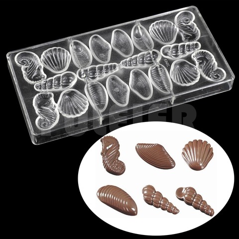 3D seashell chocolate candy molds,oven baking supplies polycarbonate chocolate mould bakeware drop shiping cake pastry tools ► Photo 1/6