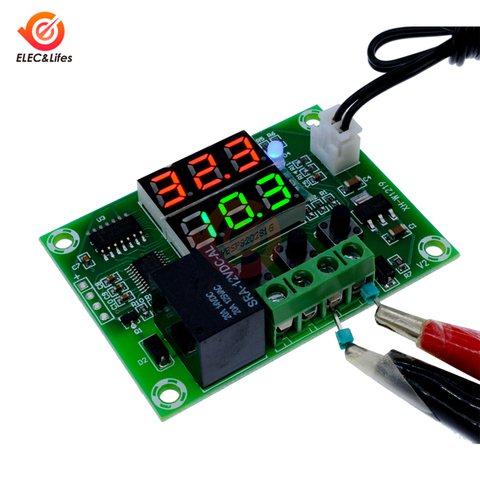 DC 12V Dual LED Digital Display Thermostat Temperature Controller Voltage Regulator Switch Control Time Delay Relay NTC Sensor ► Photo 1/6