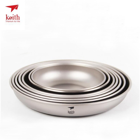 Keith Titanium Plate Sets Camping Titanium Dishes Saucer Outdoor Tableware Cutlery Camping Hiking Travel Plates Ti5371 ► Photo 1/6