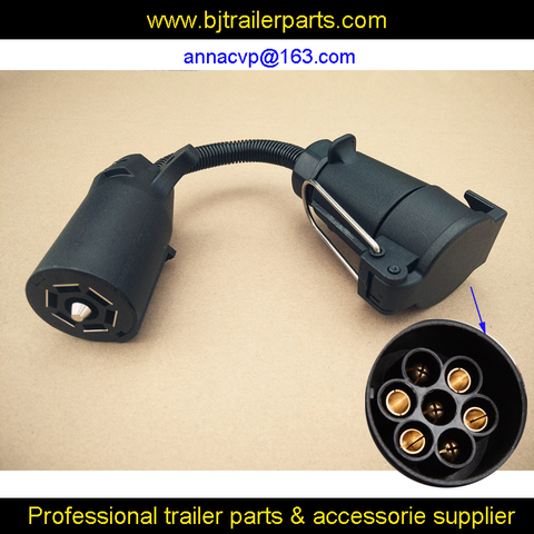 CVP 7 pin trailer round socket female plug to 7 RV blade, trailer adapter connector adaptor 7 pin trailer parts ► Photo 1/6