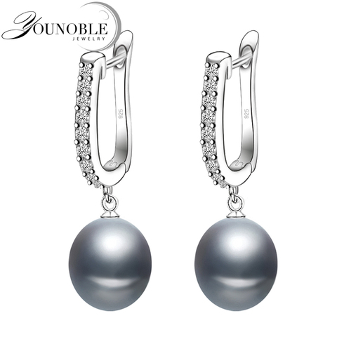 Real freshwater grey pearl earrings for women,classic 925 sterling silver earrings birthday gift ► Photo 1/6