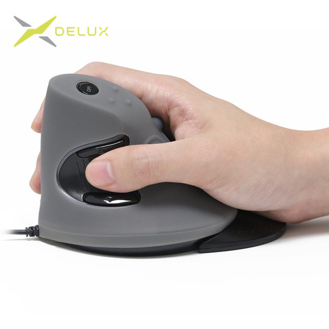 Delux M618 Optical Vertical Wired Mouse 6 Buttons 1600 DPI Ergonomic Right Hand Mice with Rubber Protective Shell For PC ► Photo 1/6