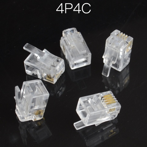 20pcs 4Pin RJ10 Telephone Cable End Connectors Plugs 4P4C ► Photo 1/6