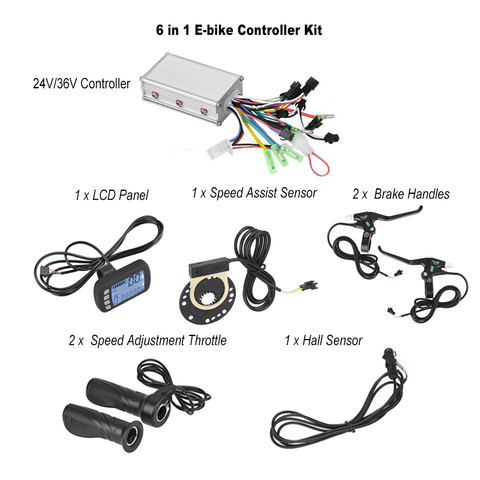24V/36V Electric Bike Bicycle Brushless Controller with LCD Panel + Speed Adjustment Throttle + Handles+Speed Assist Sensor Kit ► Photo 1/6