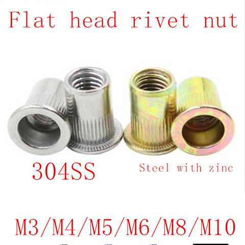 5-20pcs/lot rivet nut  M3 M4 M5 M6 M8 M10 stainless steel or steel  Flat Head blind insert nut Rivet Nut ► Photo 1/1