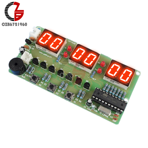 12V C51 Electronic Clock DIY Kit LED Digital Horologe Suite Timer Module with Button Switch for Alarm Countdown Clock Stopwatch ► Photo 1/6