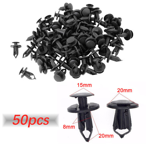 50pcs/set 8mm Car Fixed Rivet Retainer Plastic Rivets Fastener Push Clips Auto Bumper Fender Fastener Retainer Clips for Ford ► Photo 1/6